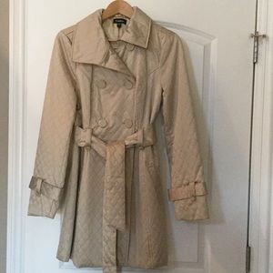 Bebe Beige Quilted Trench Medium